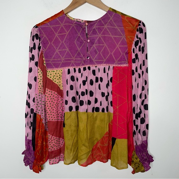 Bl^nk London x Anthropologie MIRANDA PEASANT Pink Black Eclectic Size Petite S - Picture 2 of 12